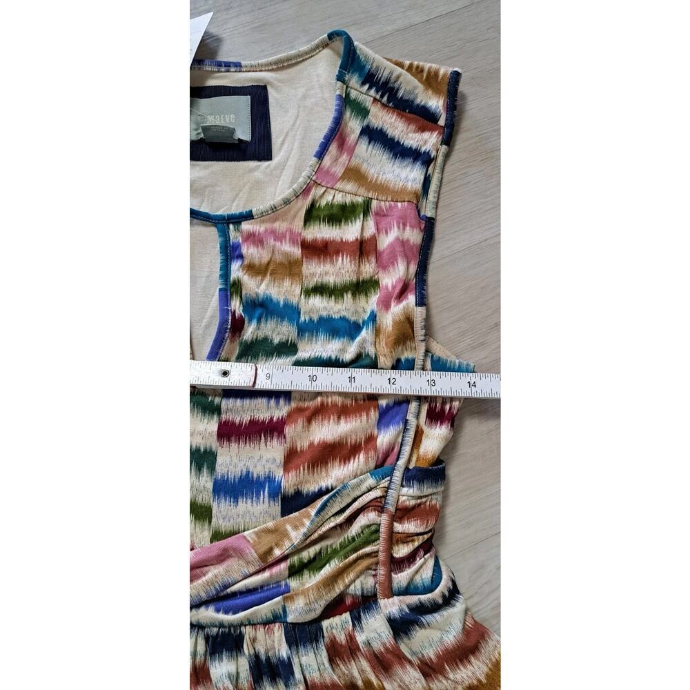 ANTHROPOLOGIE Maeve Sennebec Fit Flare Dress Sz S Jersey Knee Colorful Ikat - Picture 11 of 13